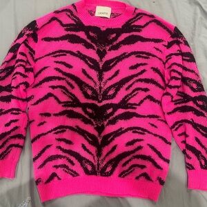 Laneus Vibrant Pink Zebra Patterned Sweater sz Large